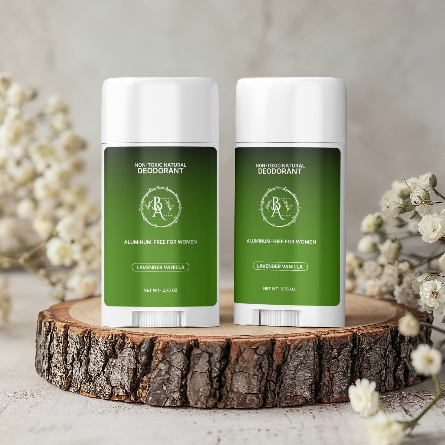 2 Pack Non-toxic Natural Deodorant, Aluminum-Free for Women