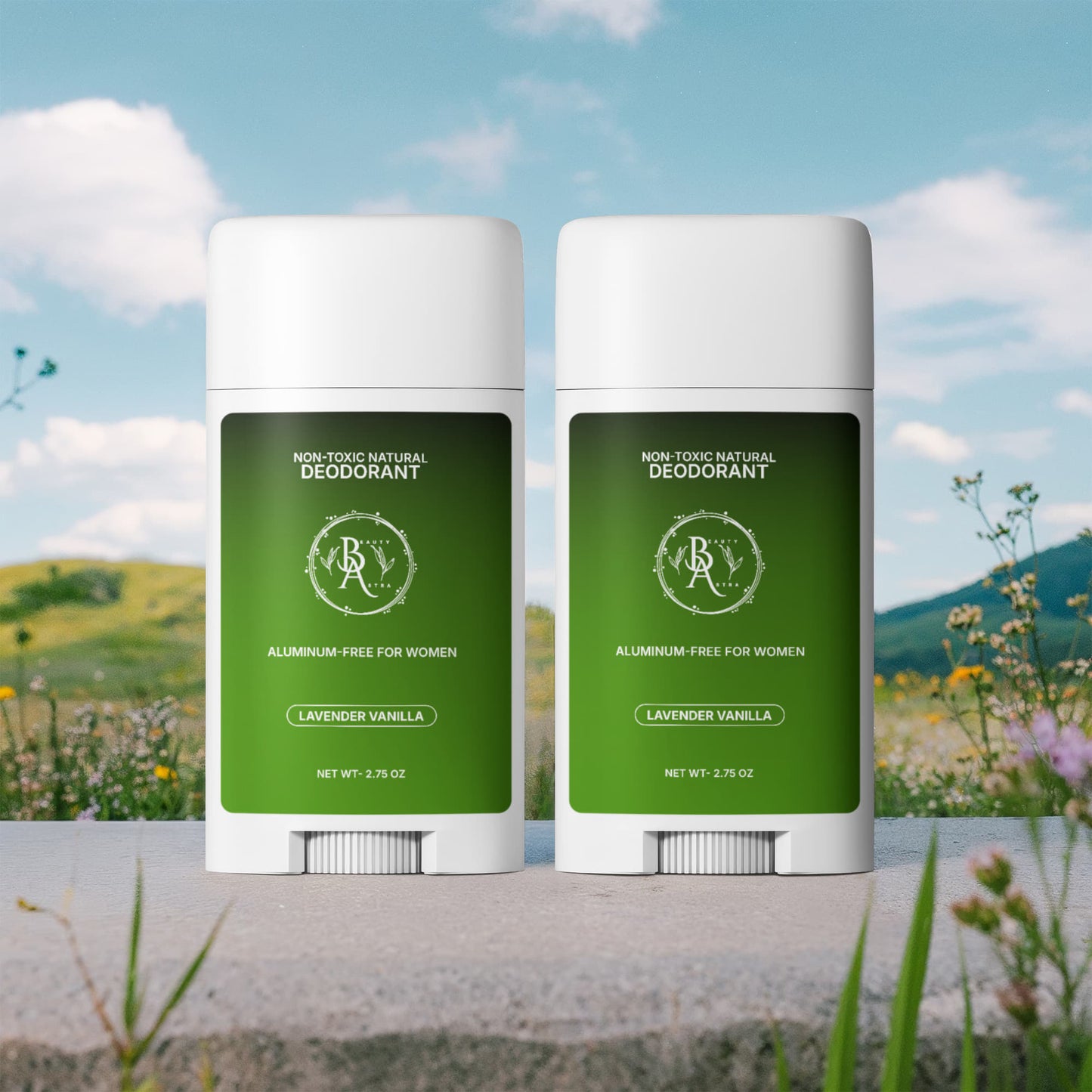 2 Pack Non-toxic Natural Deodorant, Aluminum-Free for Women